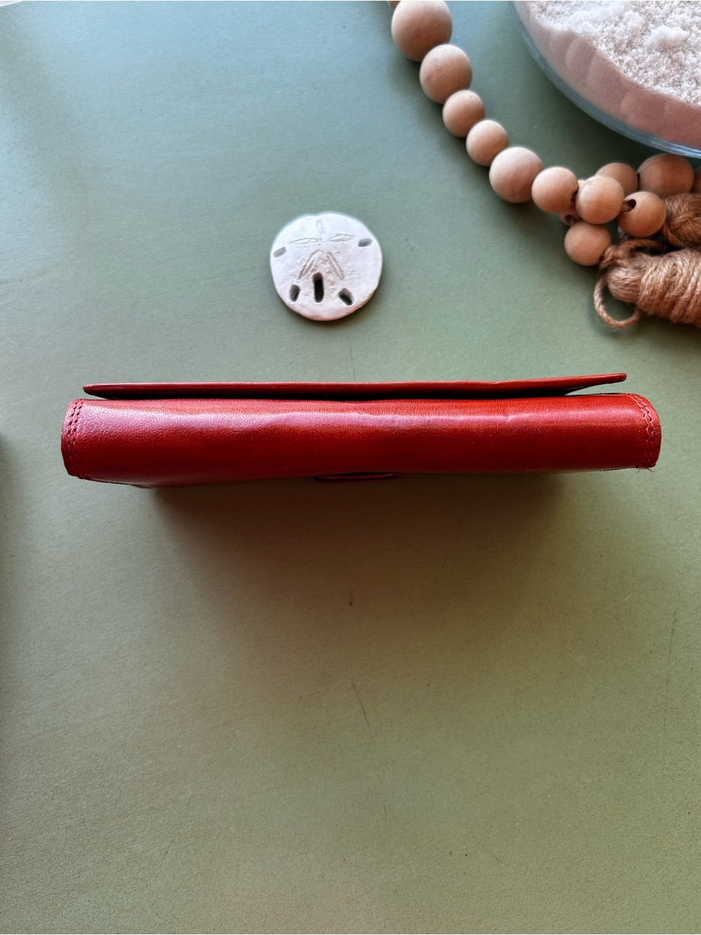 Vera Pelle Firenze Genuine Leather Wallet Red Italian Organizer Made in Italy - Picture 7 of 9